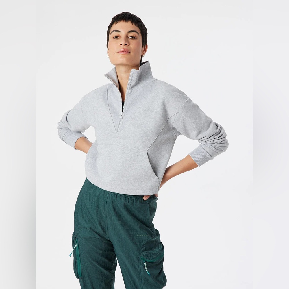 Outdoor Voices Gray Cotton Terry 1/2 Zip Sweatshirt